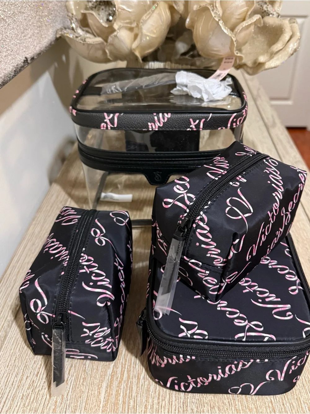 VS 4- Piece Makeup Bag Set With Top Handle